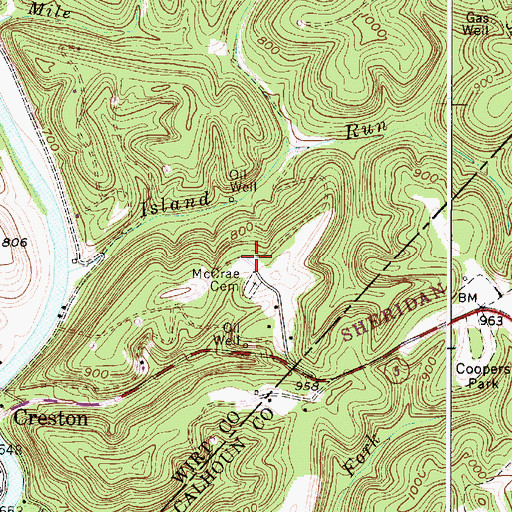 Topographic Map of McCrae Cemetery, WV