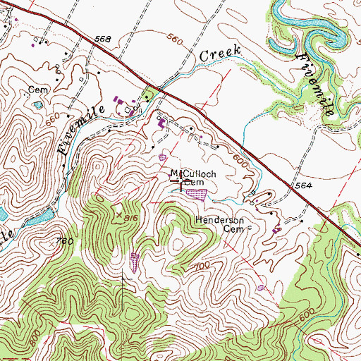 Topographic Map of McCulloch Cemetery, WV