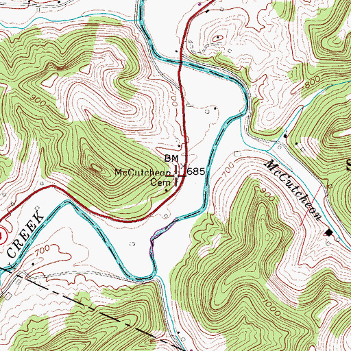 Topographic Map of McCutcheon Cemetery, WV