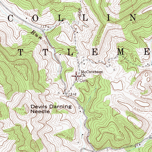 Topographic Map of McCutcheon Church, WV