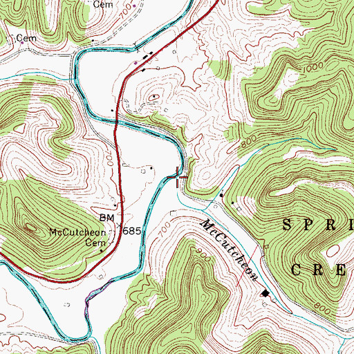 Topographic Map of McCutcheon Run, WV