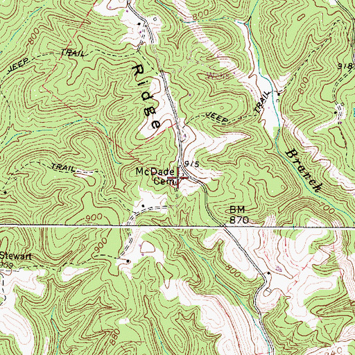Topographic Map of McDade Cemetery, WV