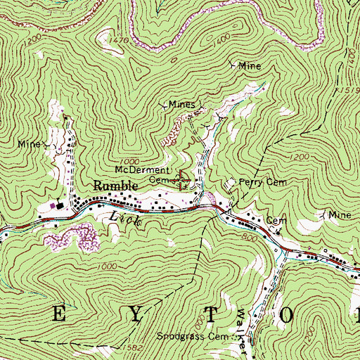 Topographic Map of McDerment Cemetery, WV