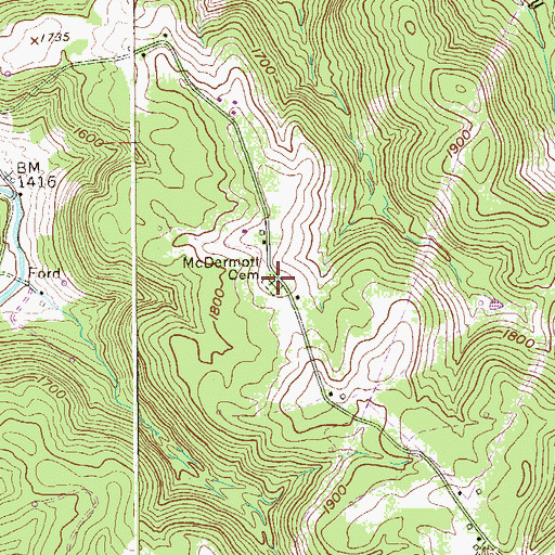 Topographic Map of McDermott Cemetery, WV