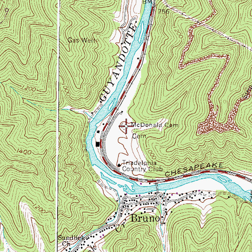 Topographic Map of McDonald Cemetery, WV