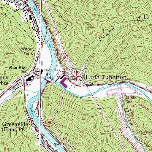 Topographic Map of McDonald Cemetery, WV