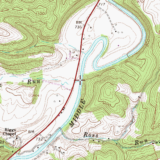 Topographic Map of McGee Run, WV