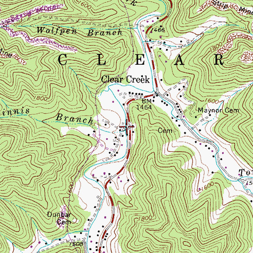 Topographic Map of McGinnis Branch, WV