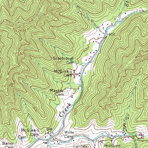 Topographic Map of McGinnis Cemetery, WV