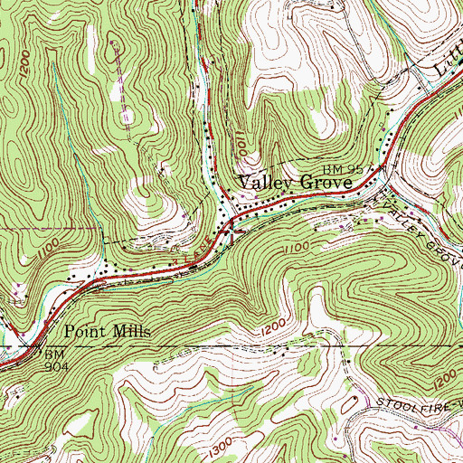 Topographic Map of McGraw Run, WV