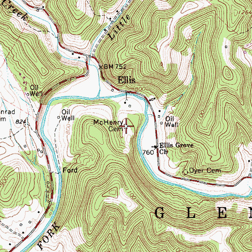 Topographic Map of McHenry Cemetery, WV