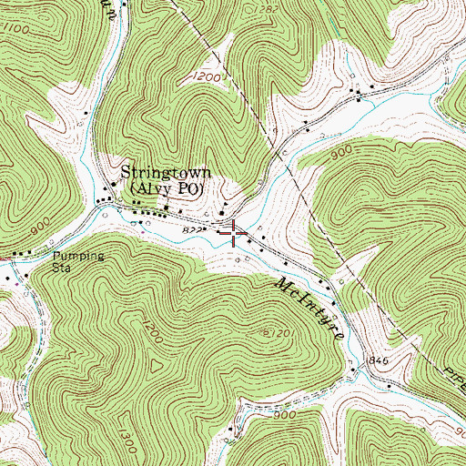 Topographic Map of McIntyre Fork, WV