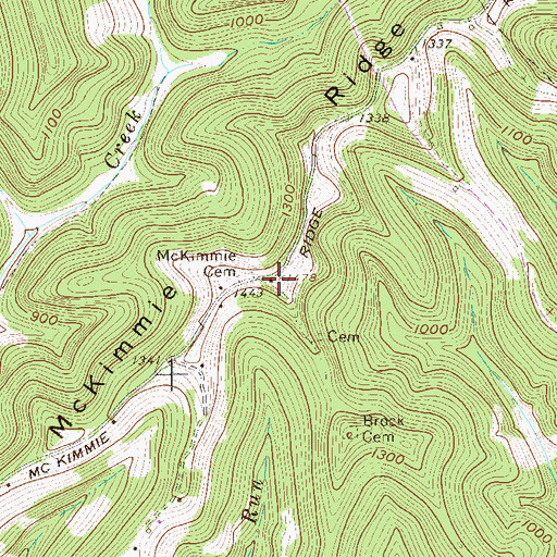 Topographic Map of McKimmie Ridge, WV