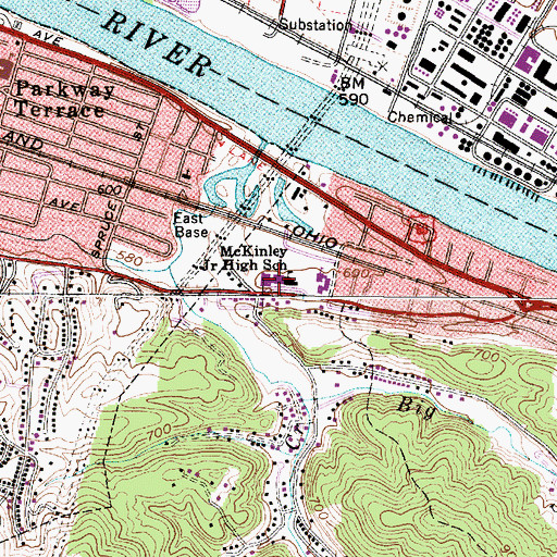 Topographic Map of McKinley Middle School, WV