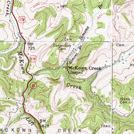 Topographic Map of McKown Creek Chapel, WV