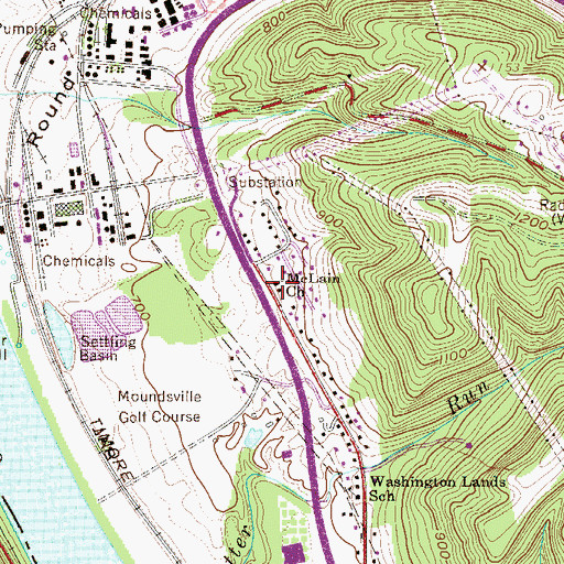 Topographic Map of McLain Church, WV
