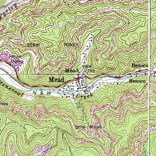 Topographic Map of Mead, WV