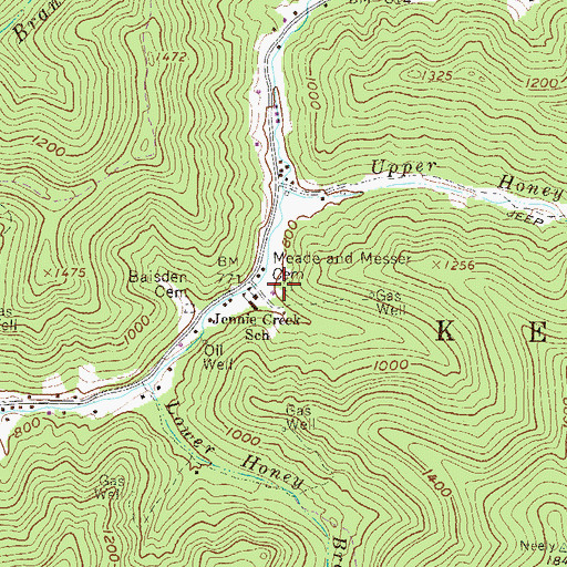 Topographic Map of Meade and Messer Cemetery, WV