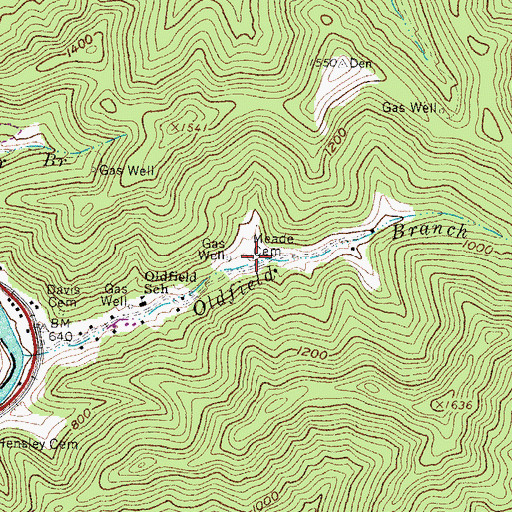 Topographic Map of Meade Cemetery, WV