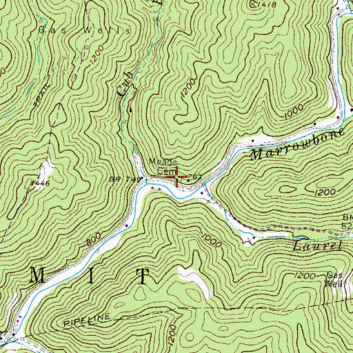 Topographic Map of Meade Cemetery, WV