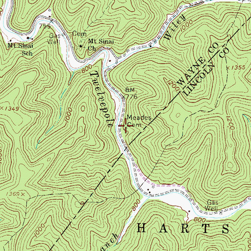 Topographic Map of Meades Cemetery, WV