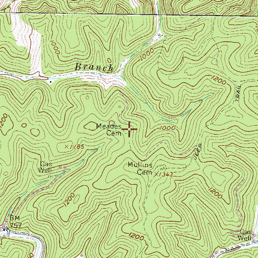 Topographic Map of Meades Cemetery, WV