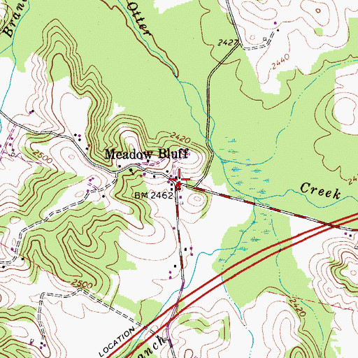 Topographic Map of Meadow Bluff, WV