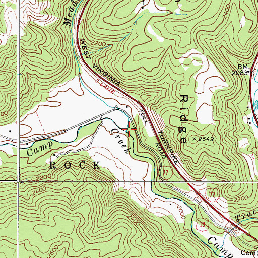 Topographic Map of Meadow Branch, WV