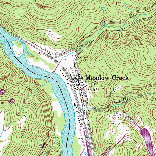 Topographic Map of Meadow Creek, WV
