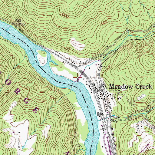 Topographic Map of Meadow Creek, WV