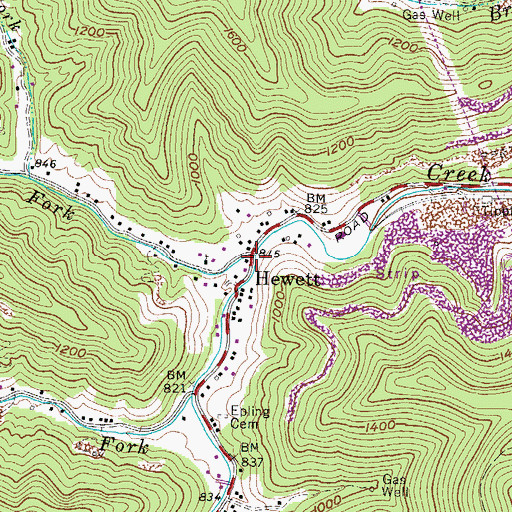 Topographic Map of Meadow Fork, WV
