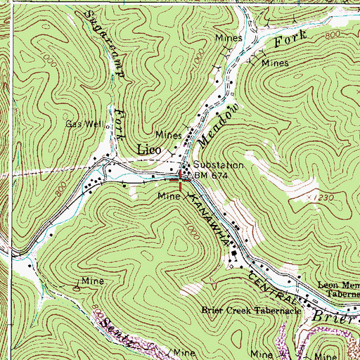 Topographic Map of Meadow Fork Brier Creek, WV