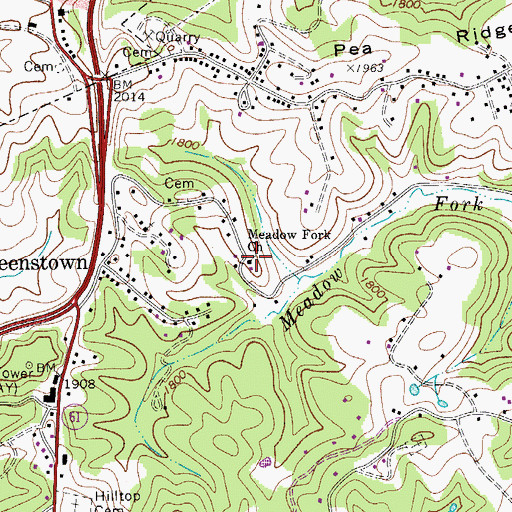 Topographic Map of Meadow Fork Church, WV