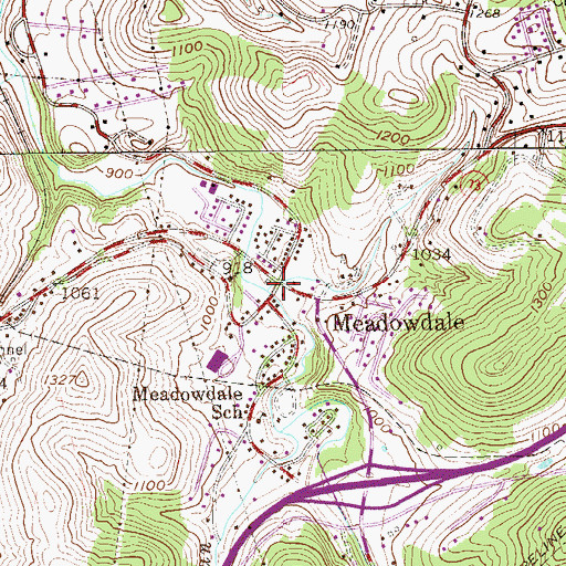 Topographic Map of Meadowdale, WV