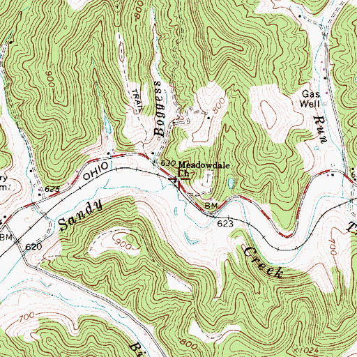 Topographic Map of Meadowdale Church, WV