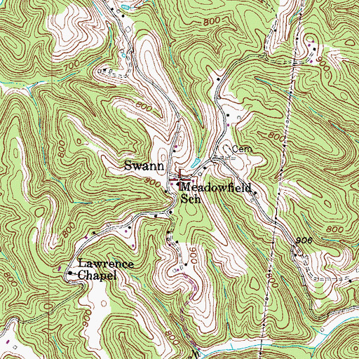 Topographic Map of Meadowfield School (historical), WV