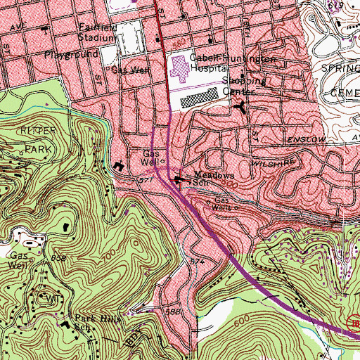 Topographic Map of Meadows School (historical), WV