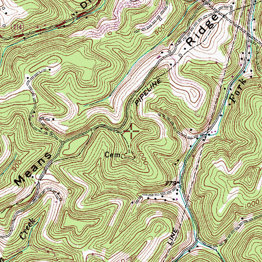 Topographic Map of Means Ridge, WV