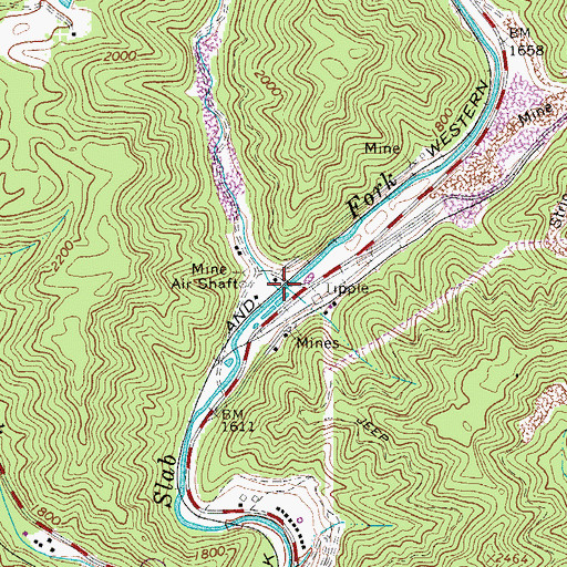 Topographic Map of Measle Fork, WV