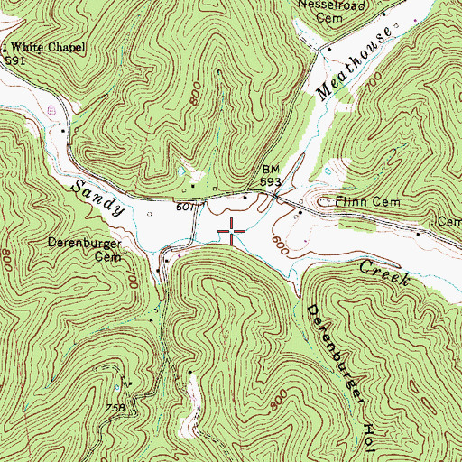 Topographic Map of Meathouse Fork, WV