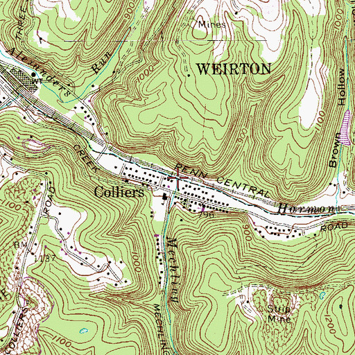 Topographic Map of Mechling Run, WV