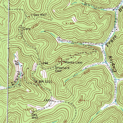 Topographic Map of Meeks Cemetery, WV