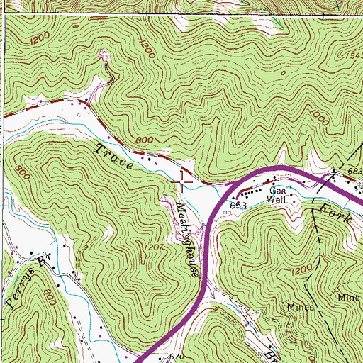 Topographic Map of Meetinghouse Branch, WV