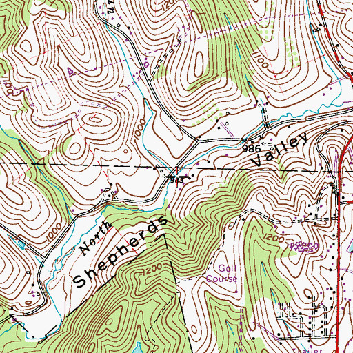 Topographic Map of Mercer Run, WV
