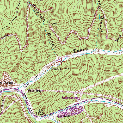 Topographic Map of Meredith Branch, WV