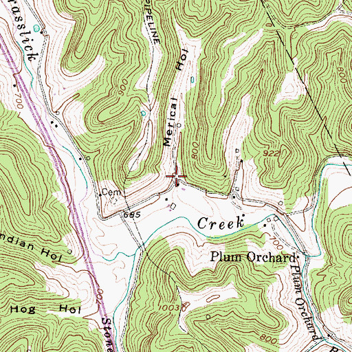 Topographic Map of Merical Hollow, WV