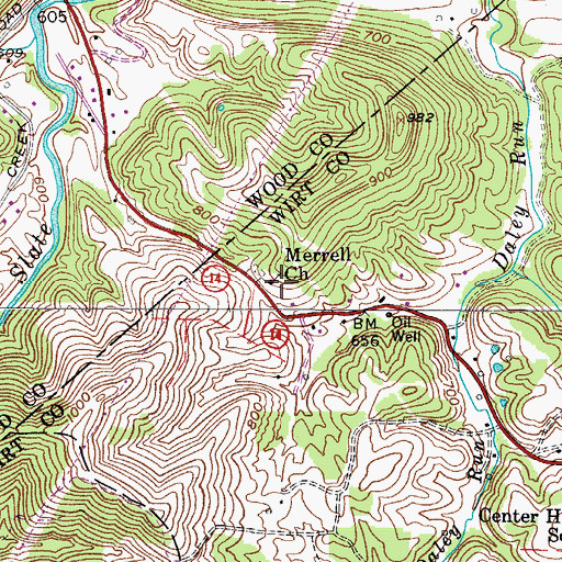 Topographic Map of Merrell Church, WV