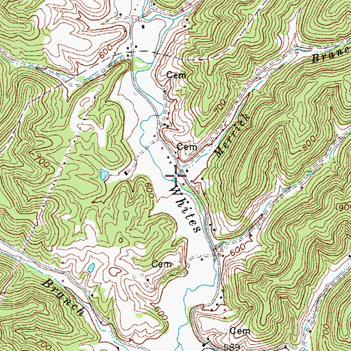 Topographic Map of Merrick Branch, WV