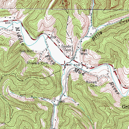Topographic Map of Merritt Creek, WV