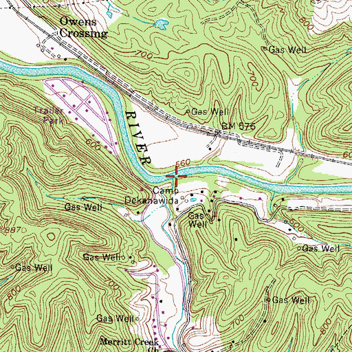 Topographic Map of Merritt Creek, WV